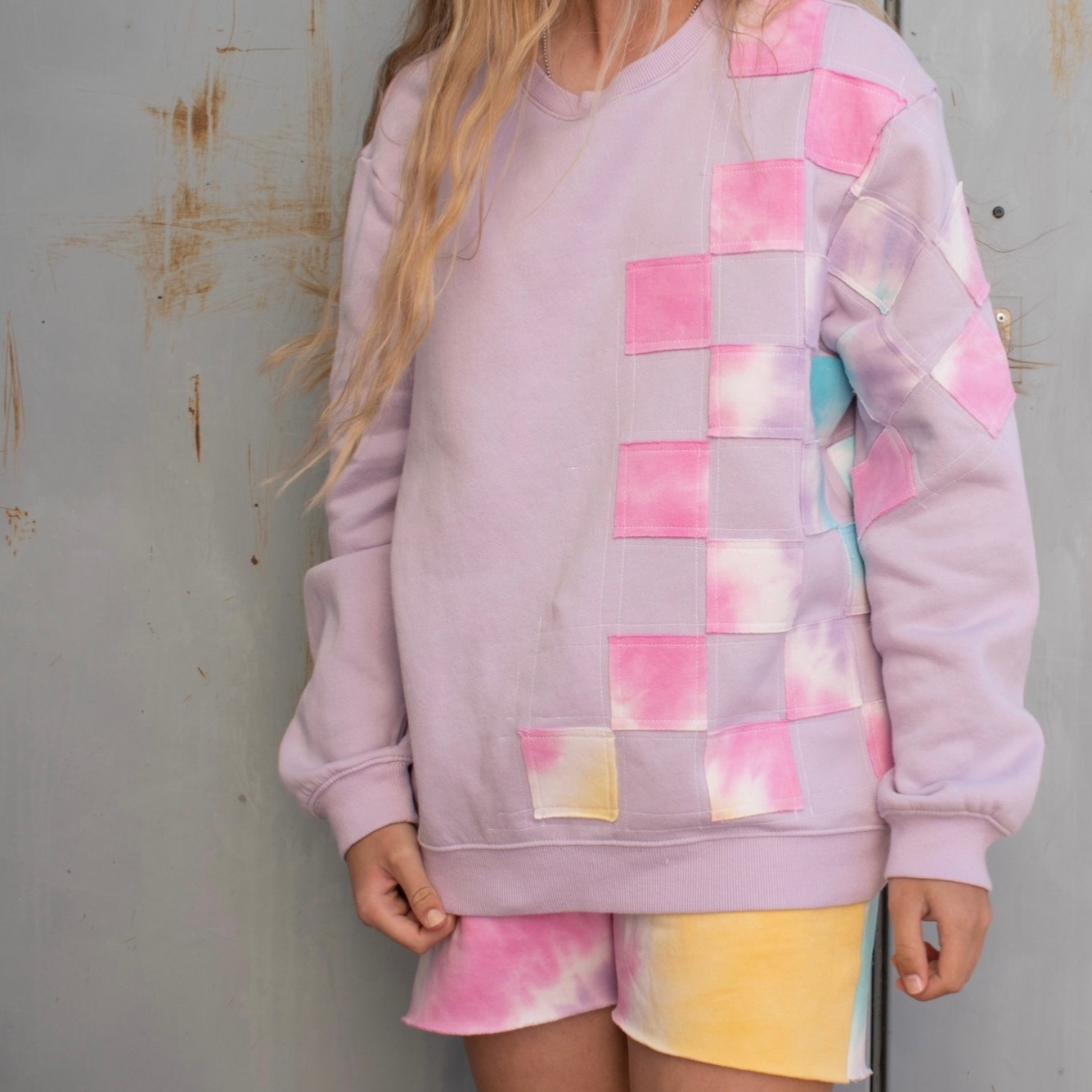 PASTEL CHECKERED TIE DYE SET