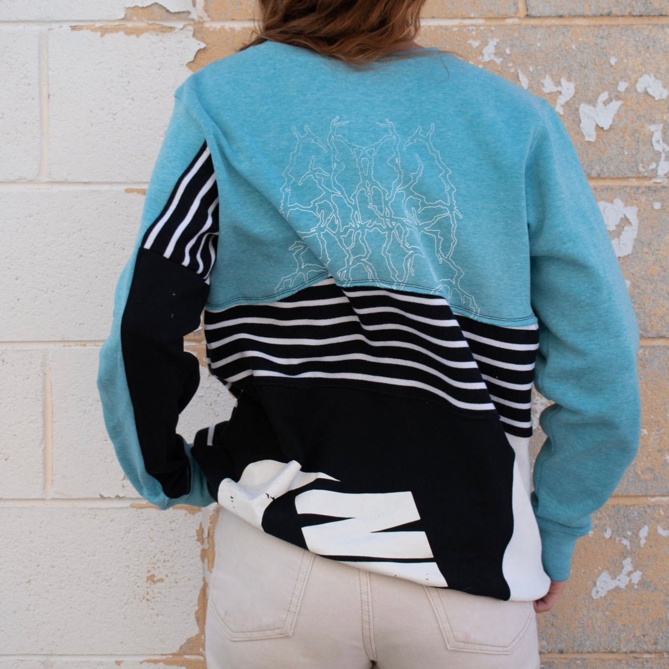 BLACK + AQUA CREWNECK
