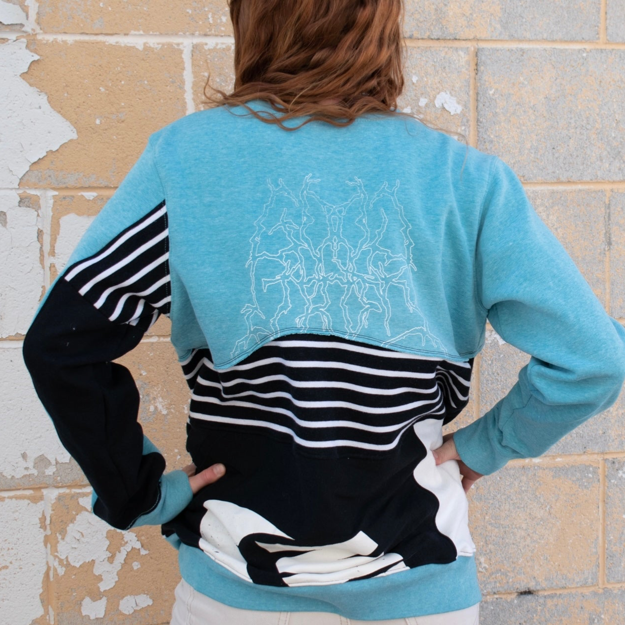 BLACK + AQUA CREWNECK