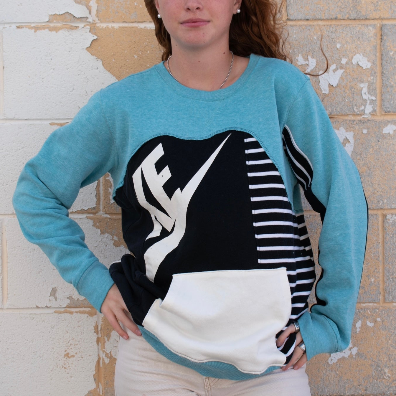 BLACK + AQUA CREWNECK