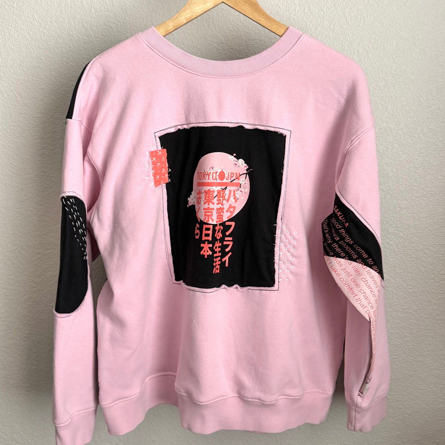 PINK + BLACK SASHIKO CREWNECK