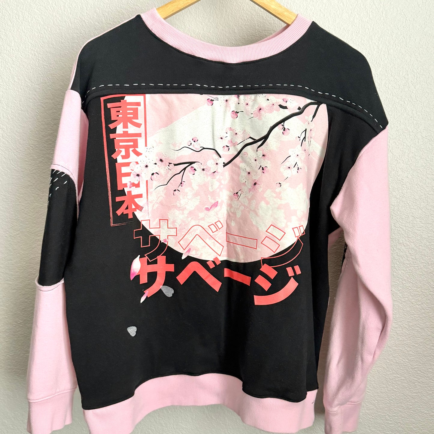 PINK + BLACK SASHIKO CREWNECK