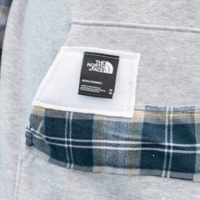 GRAY + NAVY FLANNEL NORTH FACE HOODIE/SHORTS SET