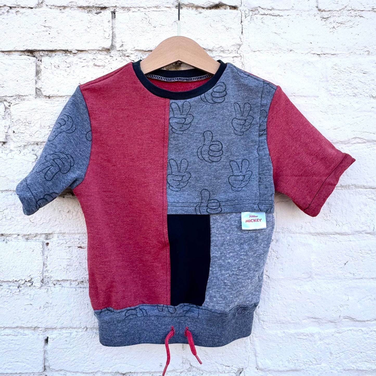 RED + GRAY MICKEY HANDS CREW