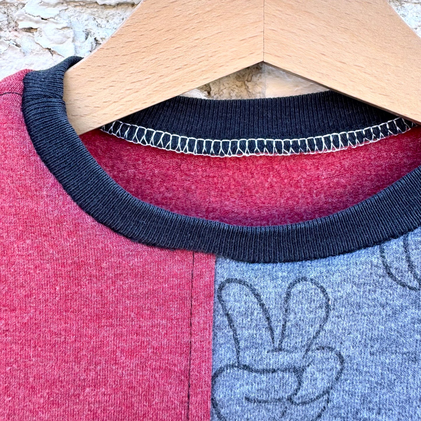 RED + GRAY MICKEY HANDS CREW
