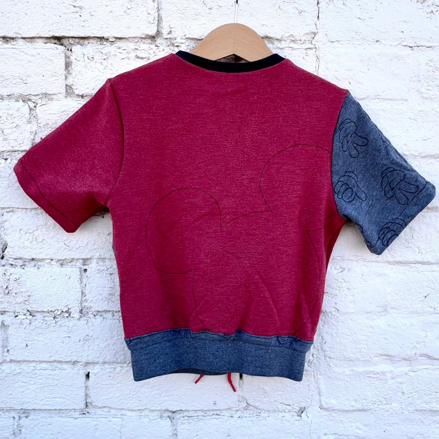 RED + GRAY MICKEY HANDS CREW